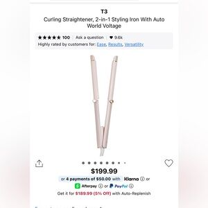 T3 Pink Hair Straightener/curling wand